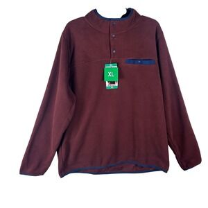 32 Degrees Heat Mens Red Fleece Snap Neck Pullover Sweatshirt XL NEW